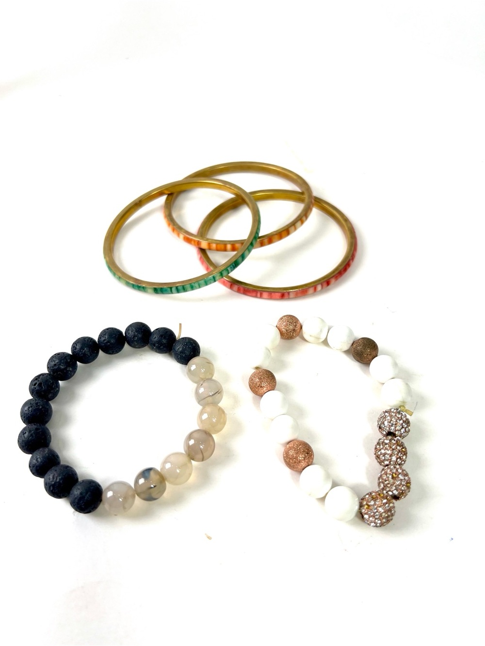 Assorted Women’s Beaded & Enamel‎ Bangle Bracelet Set - Multicolor